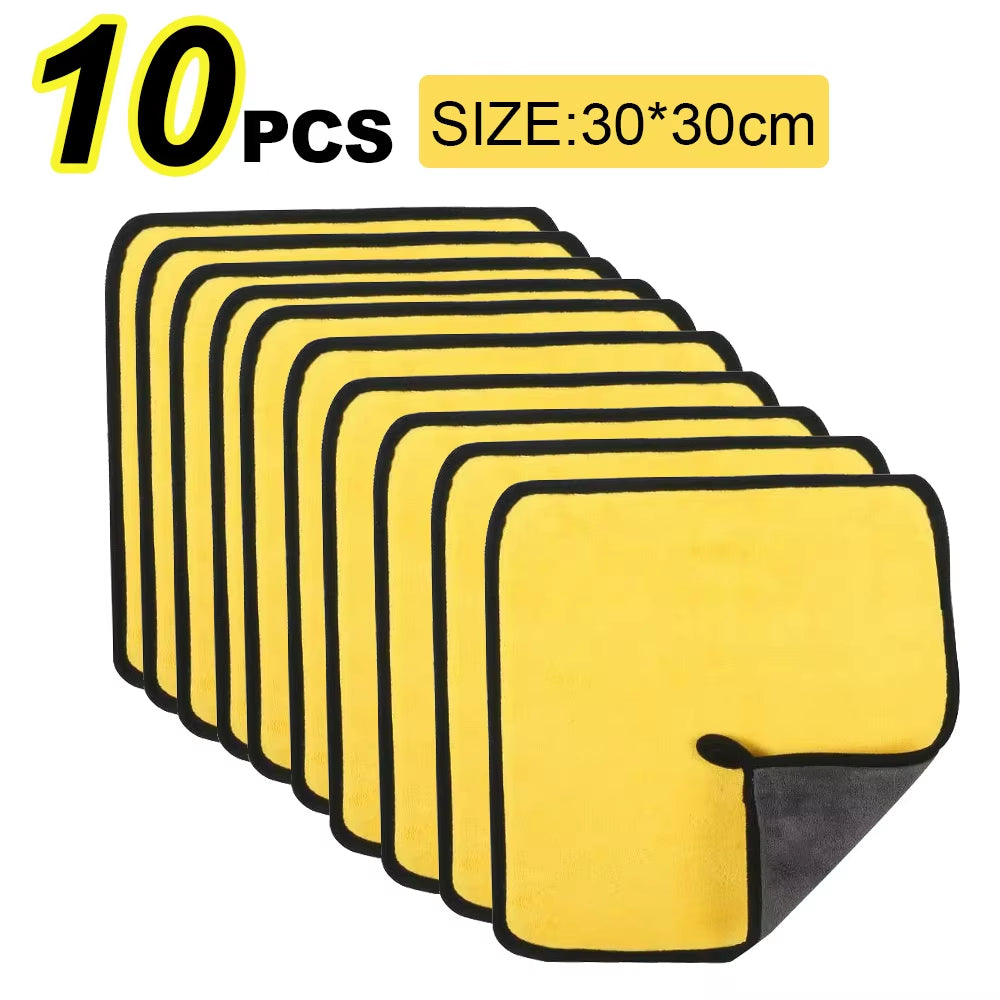 5/10Pcs Microfiber Wash Towel Car Cleaning Detailing Car Drying Cloth Window Glass Double Layer Cleaning Cloth Car Wash Supplies