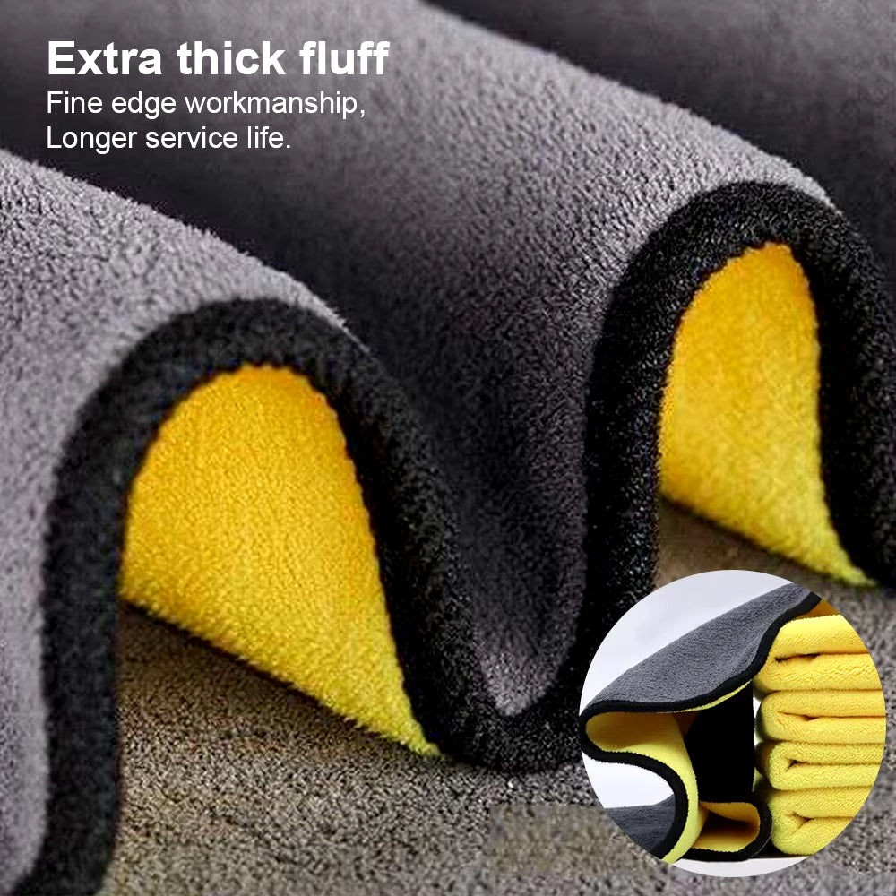 5/10Pcs Microfiber Wash Towel Car Cleaning Detailing Car Drying Cloth Window Glass Double Layer Cleaning Cloth Car Wash Supplies