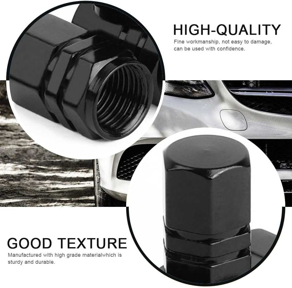 4-Piece Universal Aluminum Tire Valve Stem Caps - Hexagon Valve Covers for Car Tires