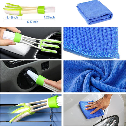 16-Piece Car Detailing Brush Set for Comprehensive Cleaning of Wheels, Interiors, and Exteriors